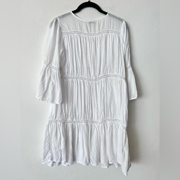 Lucky Brand White Tiered Mini Dress Cover up - Picture 2 of 4